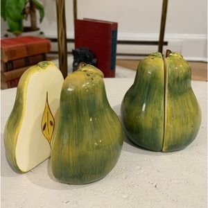 Two Pairs Ceramic Decorative Pear Salt and Pepper Shakers.